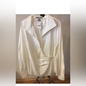 Sz 22 Beautiful Soft White Wrap Blouse